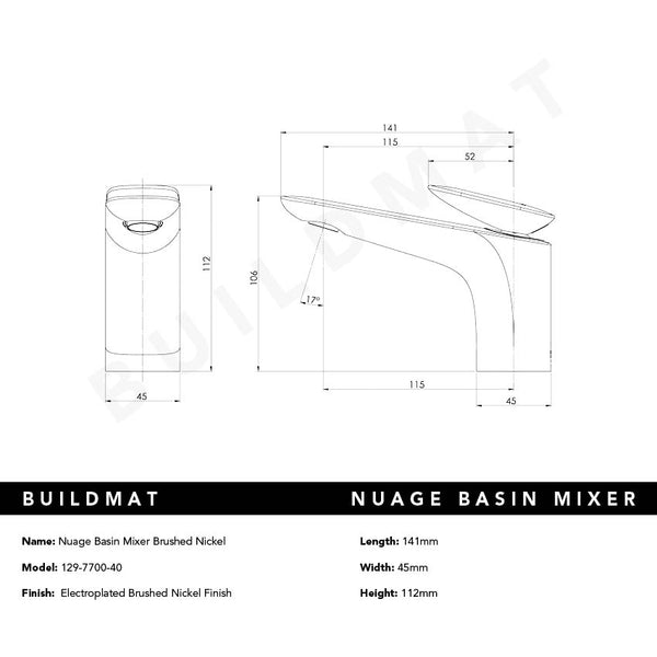 Phoenix Nuage Basin Mixer Brushed Nickel