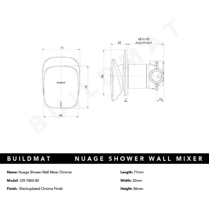 Nuage Shower / Wall Mixer Chrome