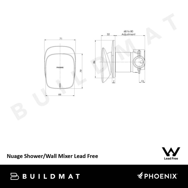 Phoenix Nuage Shower / Wall Mixer Brushed Carbon Lead Free