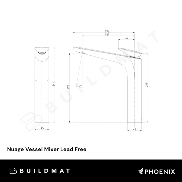 Phoenix Nuage Vessel Mixer Brushed Nickel Lead Free