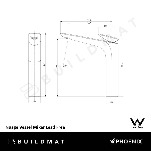 Phoenix Nuage Vessel Mixer Matte White Lead Free