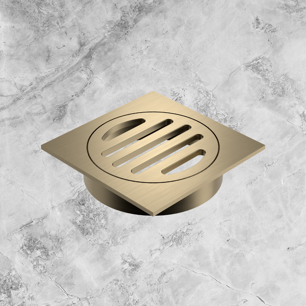 Caroma Square Floor Waste 80mm Outlet Brushed Brass