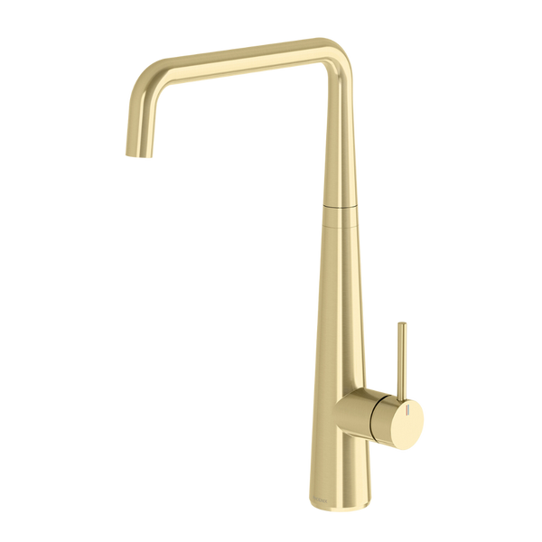 Phoenix Erlen Brushed Gold Sink Mixer 200mm Squareline