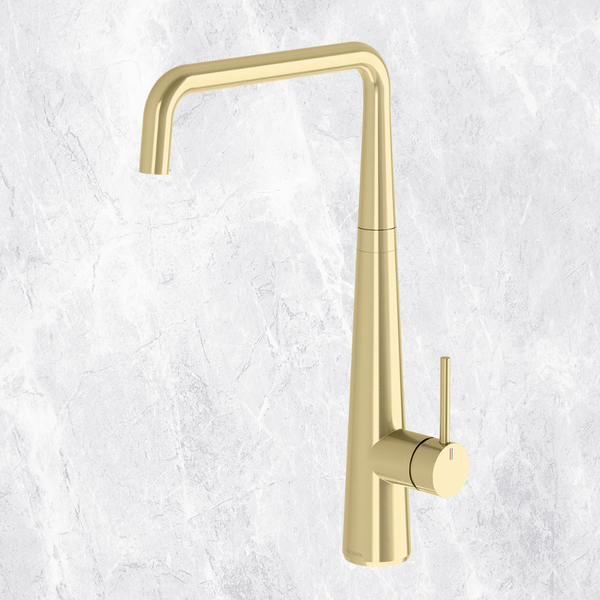 Phoenix Erlen Brushed Gold Sink Mixer 200mm Squareline