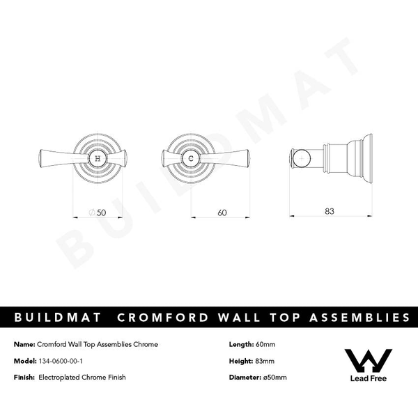 Phoenix Cromford Wall Top Assemblies Lead Free Chrome