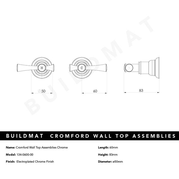 Phoenix Cromford Wall Top Assemblies Chrome
