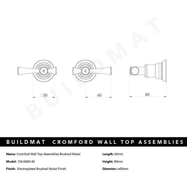 Phoenix Cromford Wall Top Assemblies Brushed Nickel