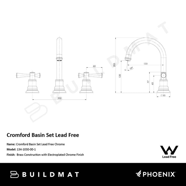 Phoenix Cromford Basin Set Lead Free Chrome