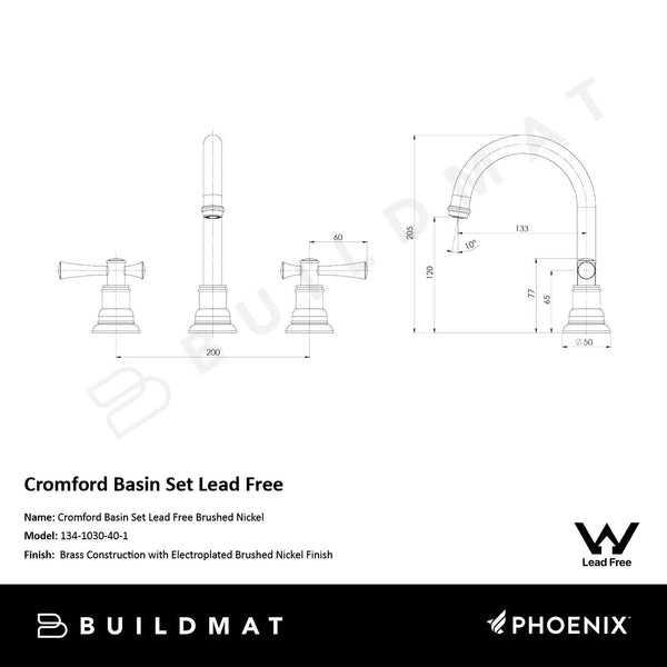 Phoenix Cromford Basin Set Lead Free Brushed Nickel