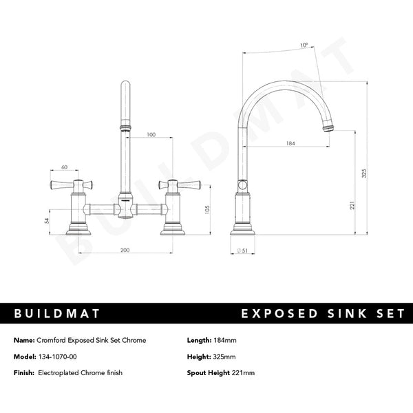 Phoenix Cromford Exposed Sink Set Chrome