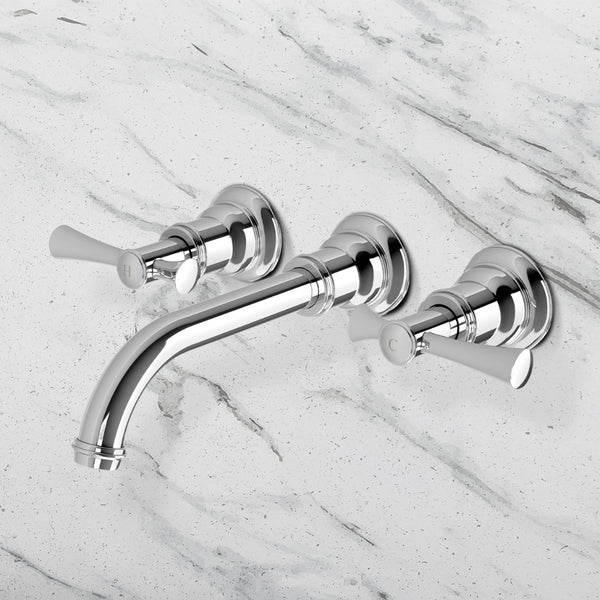 Phoenix Cromford Wall Basin / Bath Tap Set Chrome Lead Free