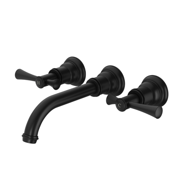 Phoenix Cromford Wall Basin / Bath Tap Set Lead Free Matte Black