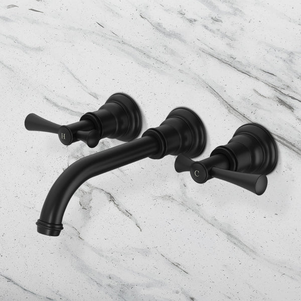 Phoenix Cromford Wall Basin / Bath Tap Set Lead Free Matte Black