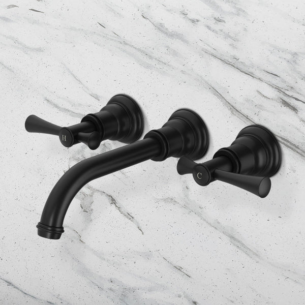 Phoenix Cromford Wall Basin / Bath Tap Set Lead Free Matte Black