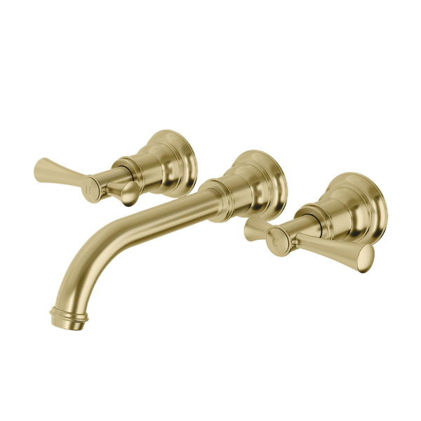 Phoenix Cromford Wall Basin / Bath Tap Set Lead Free Brushed Gold
