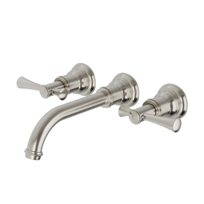 Phoenix Cromford Wall Basin / Bath Tap Set Brushed Nickel Lead Free