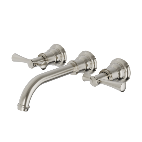 Phoenix Cromford Wall Basin / Bath Tap Set Brushed Nickel Lead Free