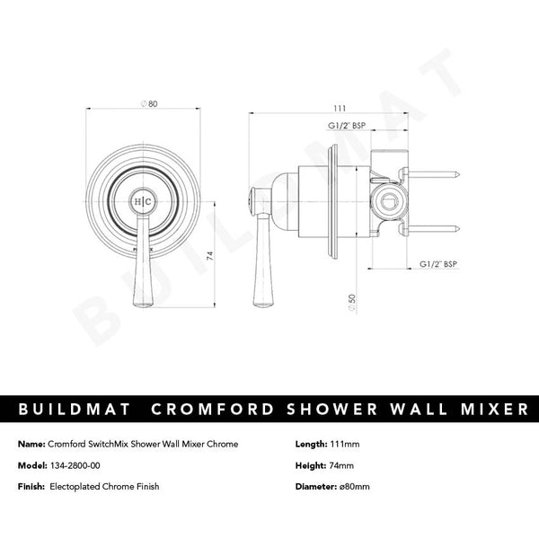Phoenix Cromford SwitchMix Shower / Wall Mixer Chrome