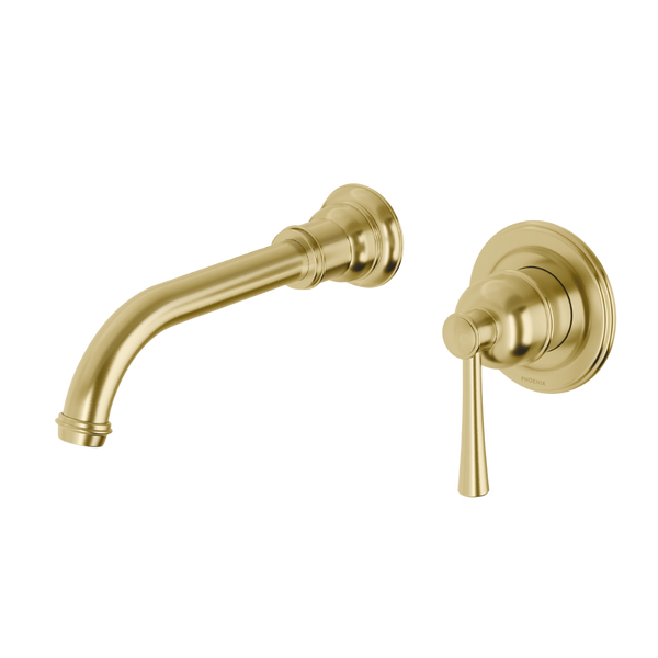 Phoenix Cromford SwitchMix Wall Basin / Bath Mixer Set 180mm (Complete Kit) Lead Free Brushed Gold