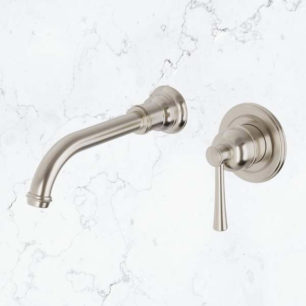 Phoenix Cromford SwitchMix Wall Basin / Bath Mixer Set 180mm (Complete Kit) Lead Free Brushed Nickel