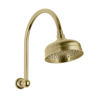Cromford High-Rise Shower Arm and Rose Brushed Gold