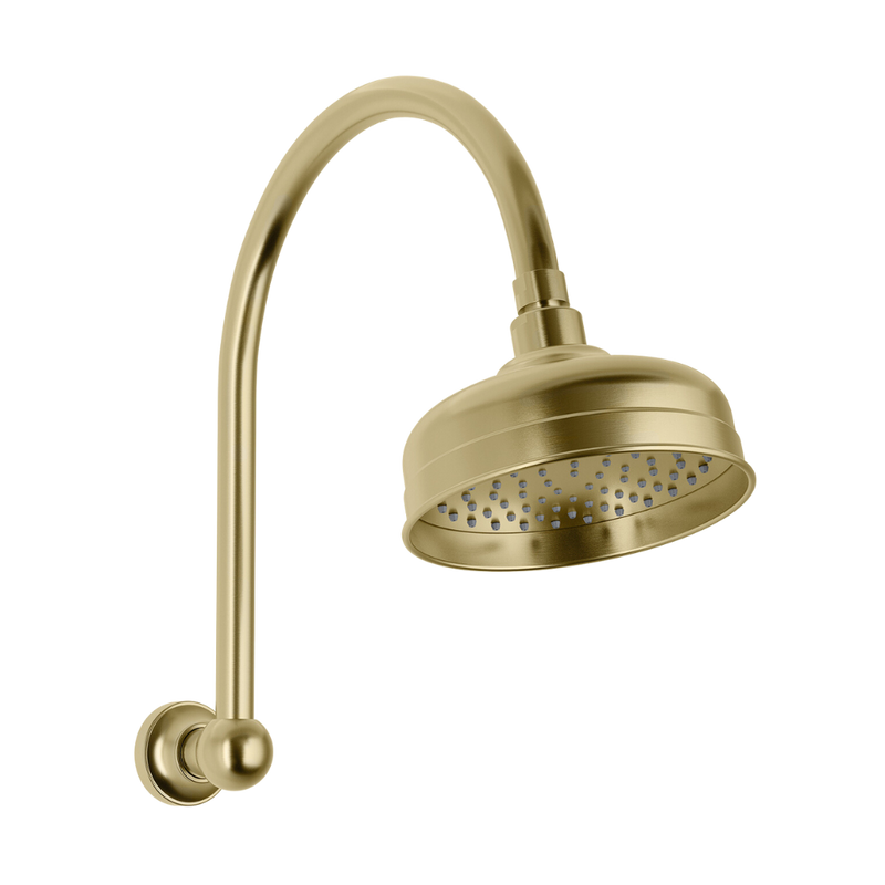 Cromford High-Rise Shower Arm and Rose Brushed Gold