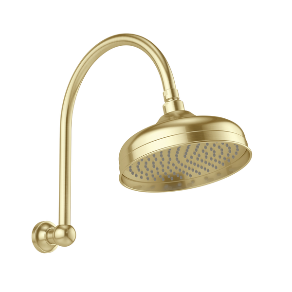 Phoenix Cromford High-Rise Shower Arm and Rose 210mm Brushed Gold