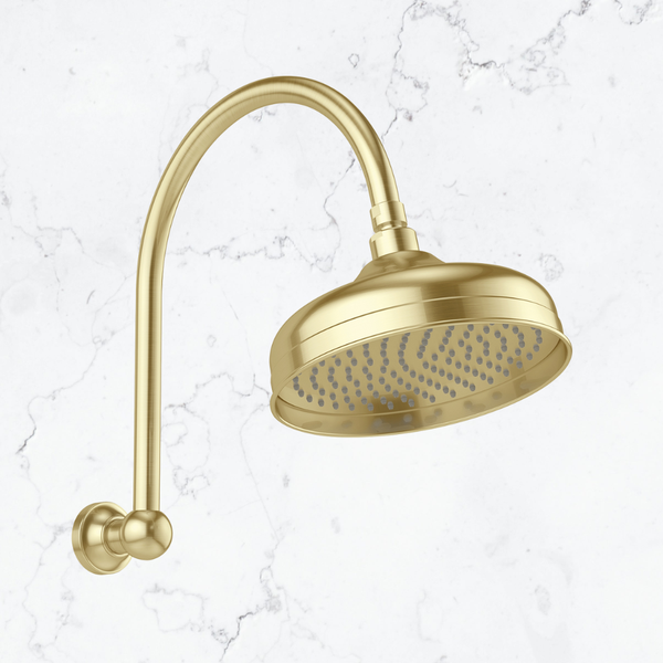 Phoenix Cromford High-Rise Shower Arm and Rose 210mm Brushed Gold