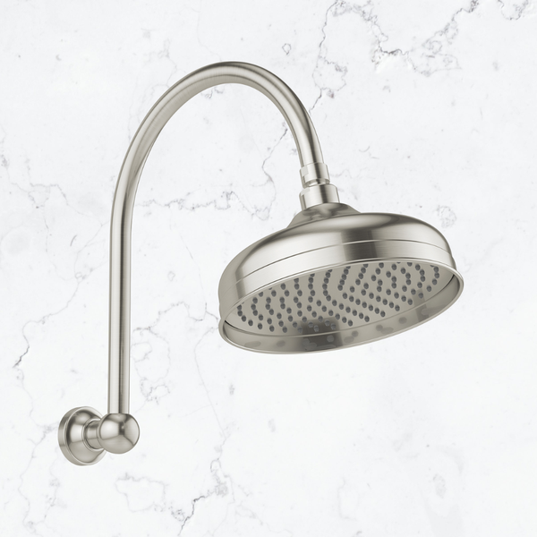 Phoenix Cromford High-Rise Shower Arm and Rose 210mm Brushed Nickel