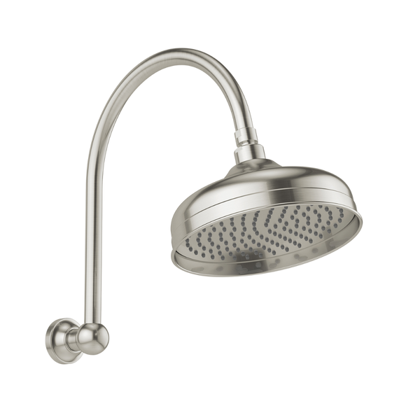 Phoenix Cromford High-Rise Shower Arm and Rose 210mm Brushed Nickel