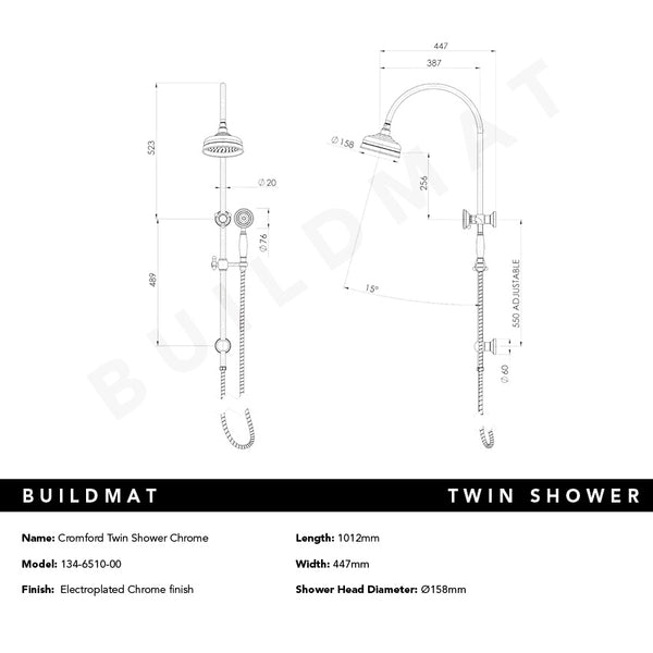 Phoenix Cromford Twin Shower Chrome