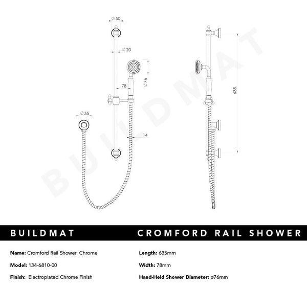 Phoenix Cromford Rail Shower Chrome