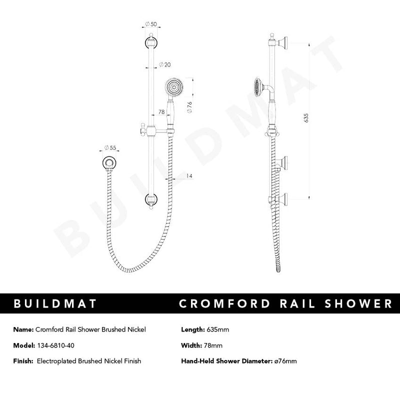 Cromford Rail Shower Brushed Nickel