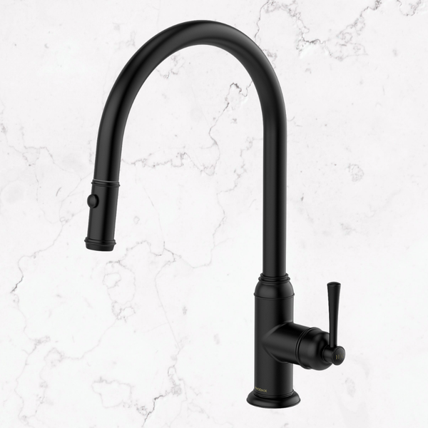 Phoenix Cromford Pull Out Sink Mixer 230mm Matte Black Lead Free