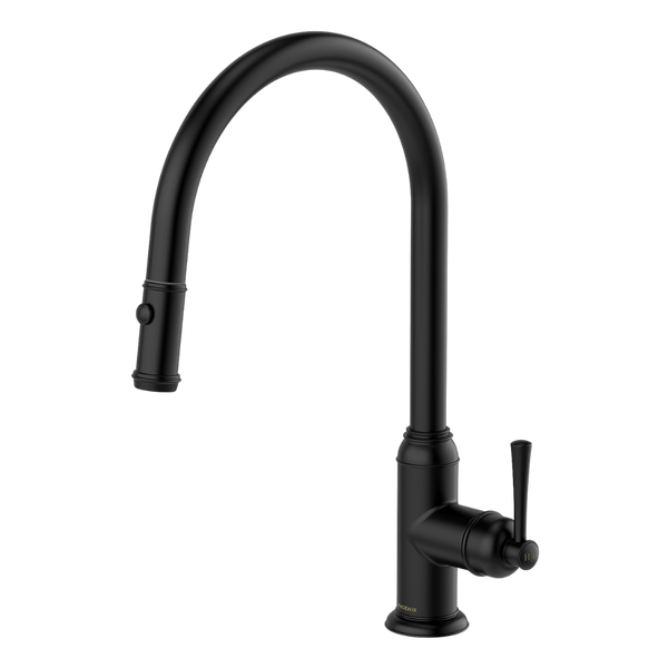 Phoenix Cromford Pull Out Sink Mixer 230mm Matte Black Lead Free