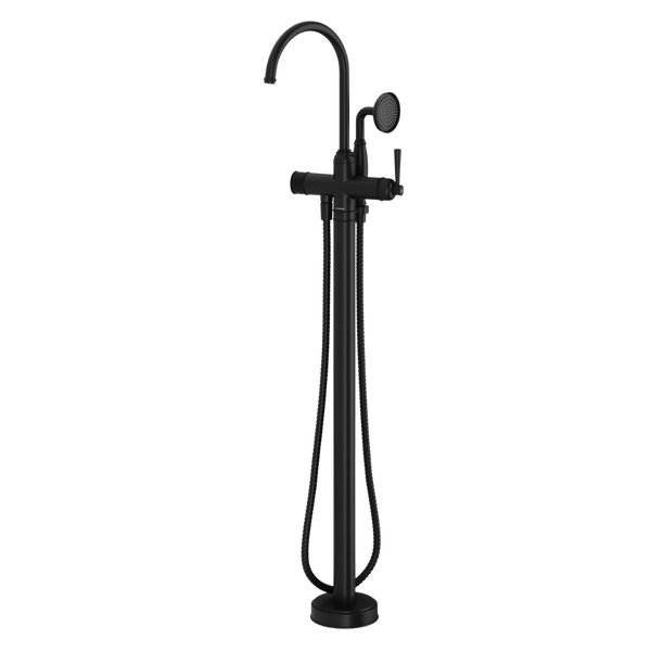 Phoenix Cromford Floor Mounted Bath Mixer with Hand Shower Matte Black