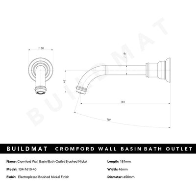 Cromford Wall Basin / Bath Outlet Brushed Nickel