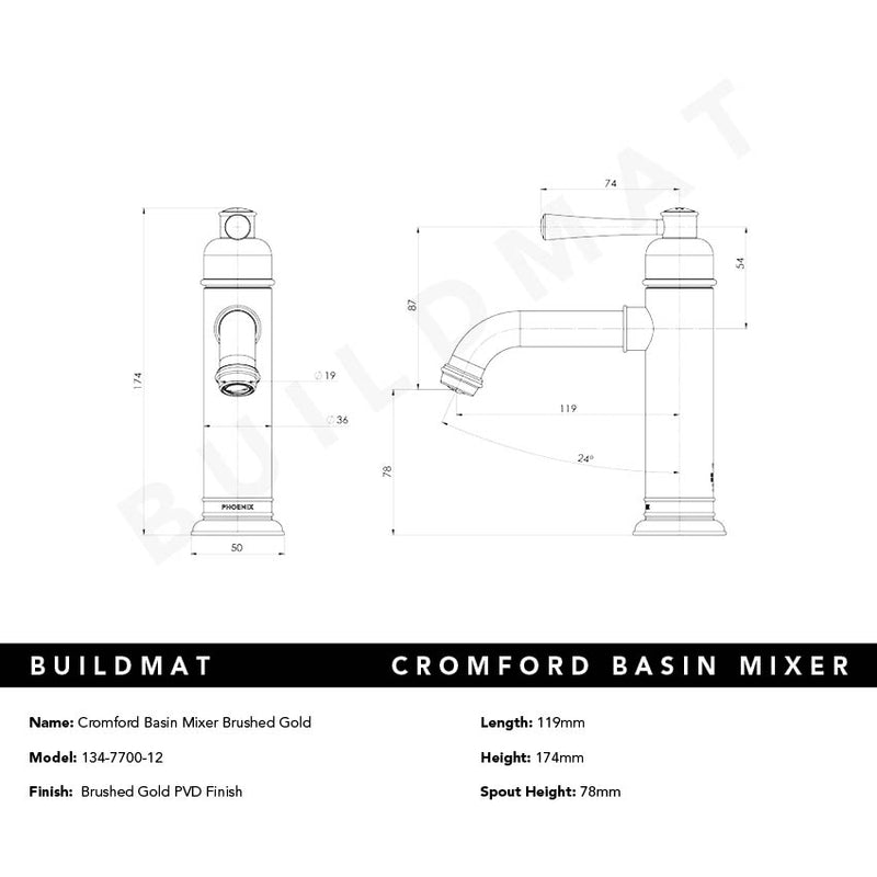 Cromford Basin Mixer Brushed Gold