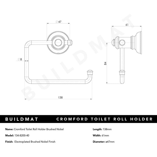Phoenix Cromford Toilet Roll Holder Brushed Nickel