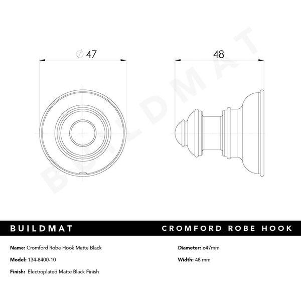 Phoenix Cromford Robe Hook Matte Black