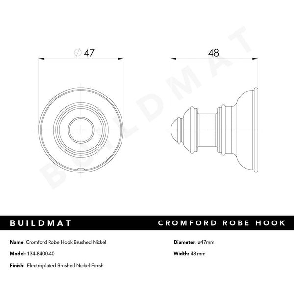 Phoenix Cromford Robe Hook Brushed Nickel