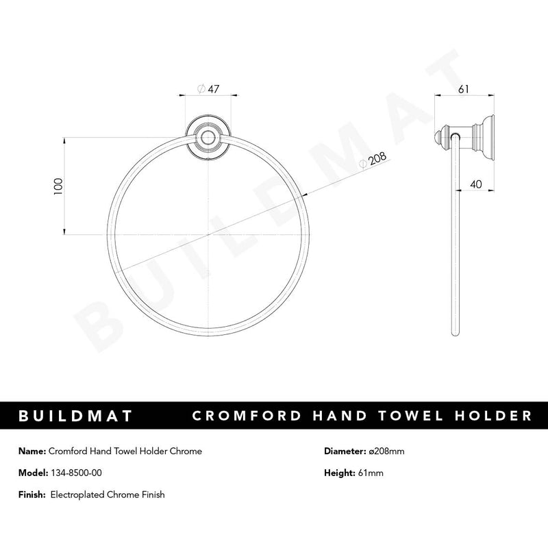 Cromford Hand Towel Holder Chrome