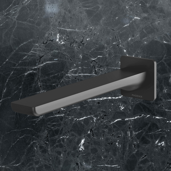 Phoenix Gloss MKII Wall Basin / Bath Outlet 200mm Matte Black