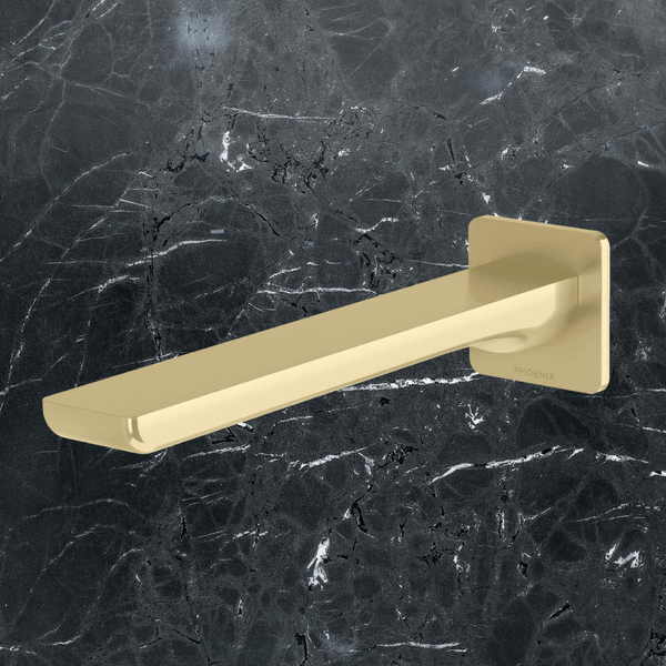 Phoenix Gloss MKII Wall Basin / Bath Outlet 200mm Brushed Gold