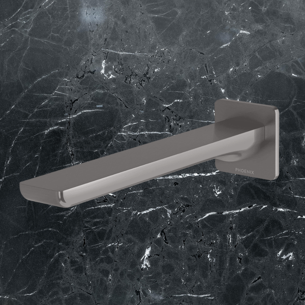 Phoenix Gloss MKII Wall Basin / Bath Outlet 200mm Brushed Carbon
