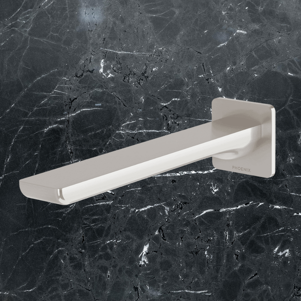 Phoenix Gloss MKII Wall Basin / Bath Outlet 200mm Brushed Nickel