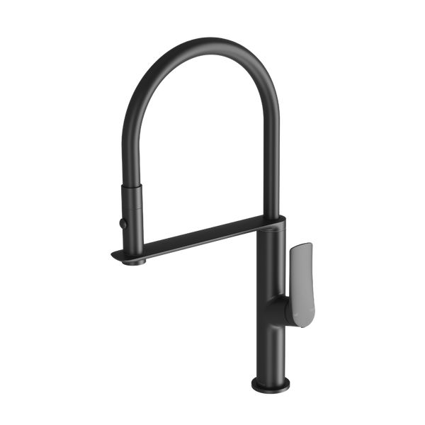 Phoenix Kusabi Flexible Hose Sink Mixer 200mm Matte Black Lead Free