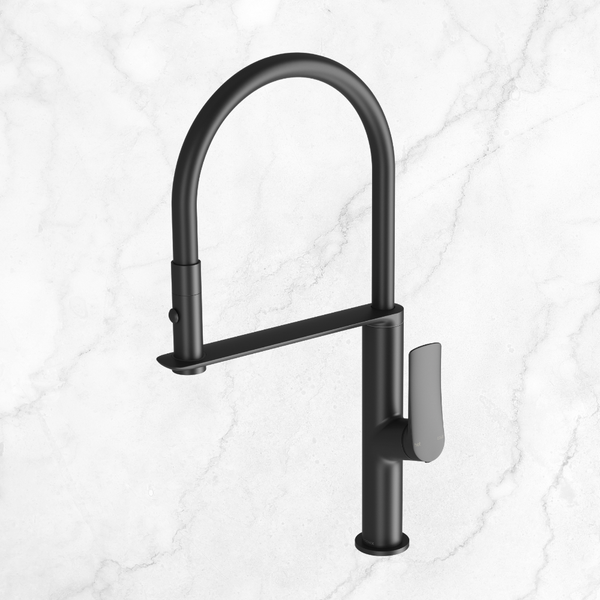 Phoenix Kusabi Flexible Hose Sink Mixer 200mm Matte Black Lead Free