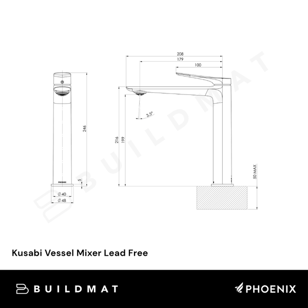Phoenix Kusabi Vessel Mixer Matte Black Lead Free