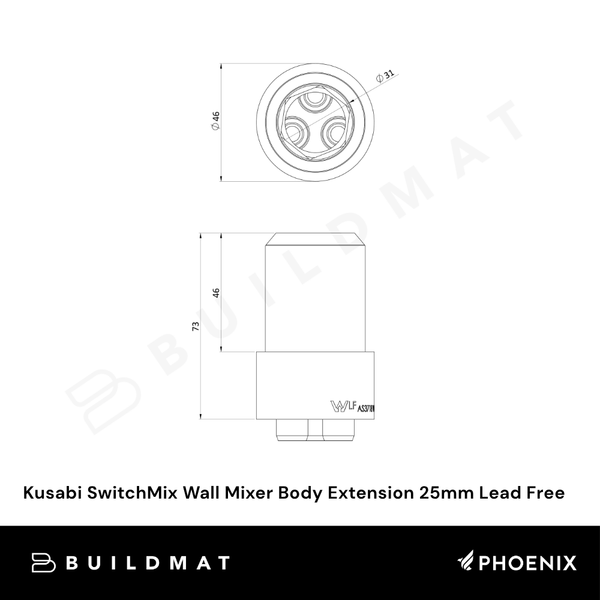 Phoenix Kusabi SwitchMix Wall Mixer Body Extension 25mm Brushed Nickel Lead Free